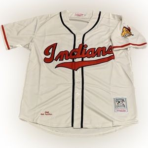 Bob Feller Cleveland Indians Jersey Mens XL 1948 Home Cream